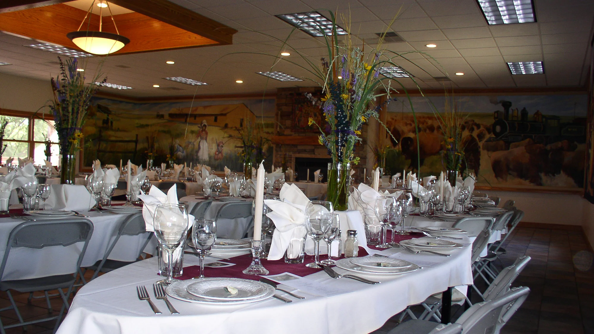Elegant banquet hall set for a large event